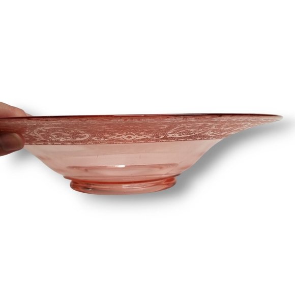 Large Pink Depression Glass Bowl Decorative Centerpiece...